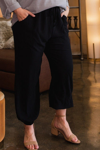 Solid Trousers Woven Elastic Waistband Pants With Drawstrings Details - Deals Kiosk