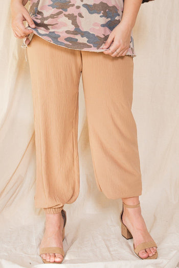 Solid Trousers Woven Elastic Waistband Pants With Drawstrings Details - Deals Kiosk