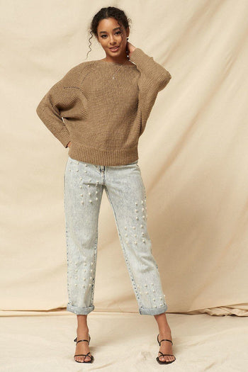 A Ribbed Knit Sweater - Deals Kiosk