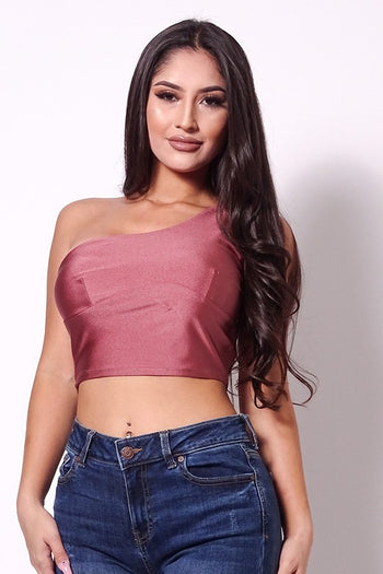 Sleeveless One Shoulder Bustier Crop Top - Deals Kiosk