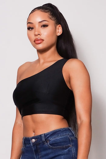 Sleeveless One Shoulder Bustier Crop Top - Deals Kiosk
