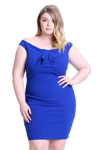 Techno Crepe Off The Shoulder Plus Size Mini Dress - Deals Kiosk