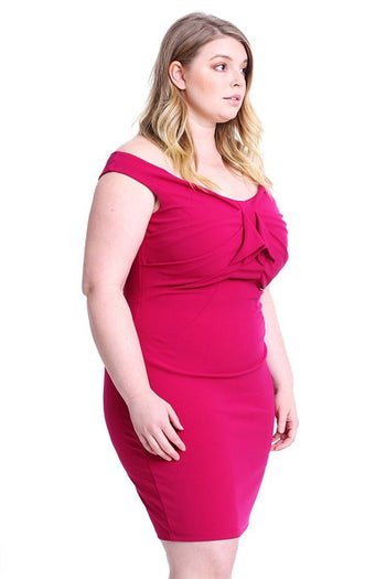 Techno Crepe Off The Shoulder Plus Size Mini Dress - Deals Kiosk