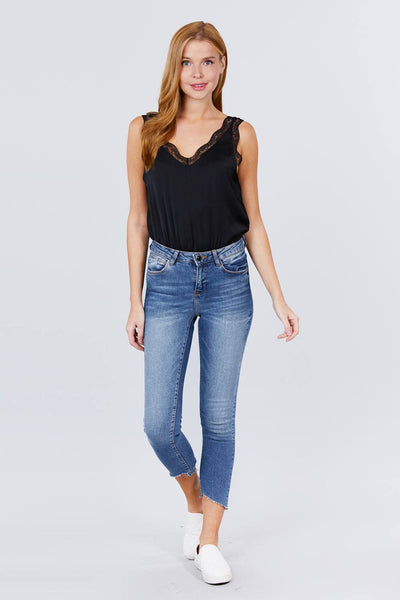 Lace Detail V-neck Woven Bodysuit - Deals Kiosk