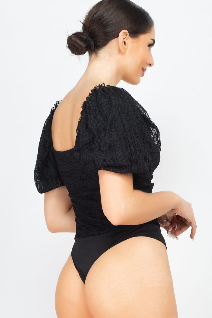 Front-ruched Lace Bodysuit (woven) - Deals Kiosk