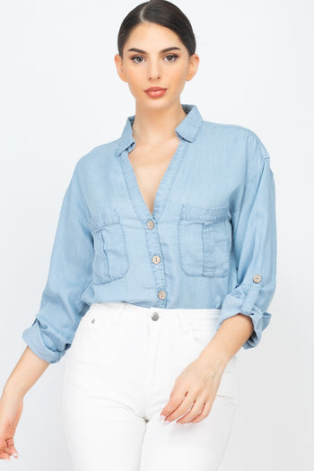 Chest-pocket Long Sleeves Polo Top - Deals Kiosk