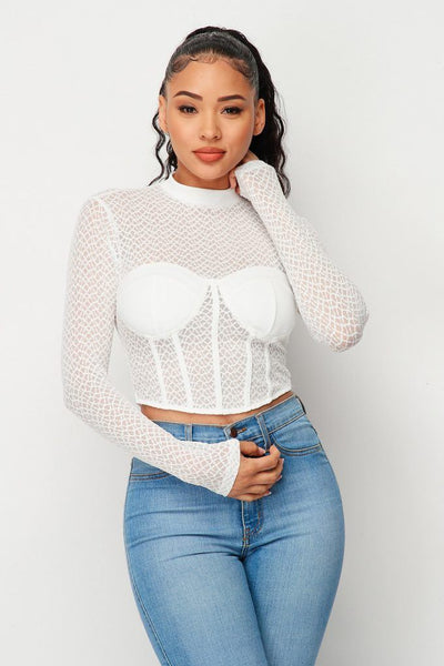 Sexy Mesh Mock Neck Top - Deals Kiosk