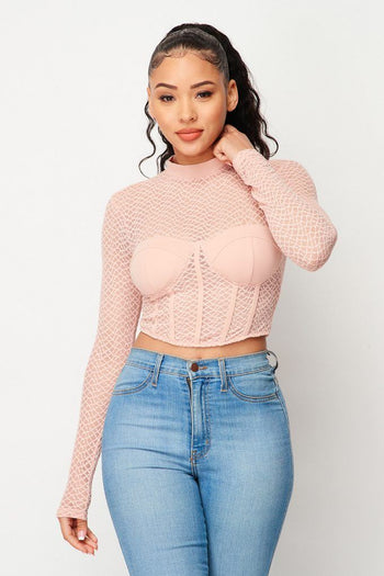 Sexy Mesh Mock Neck Top - Deals Kiosk
