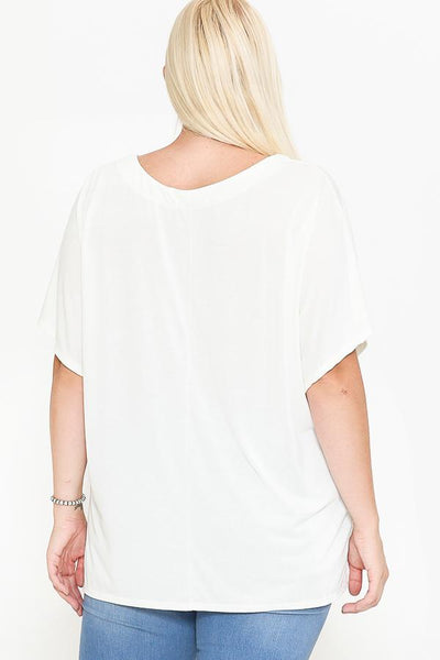 Side Slit With V-neck Dolman Short Sleeve Solid Blouse - Deals Kiosk