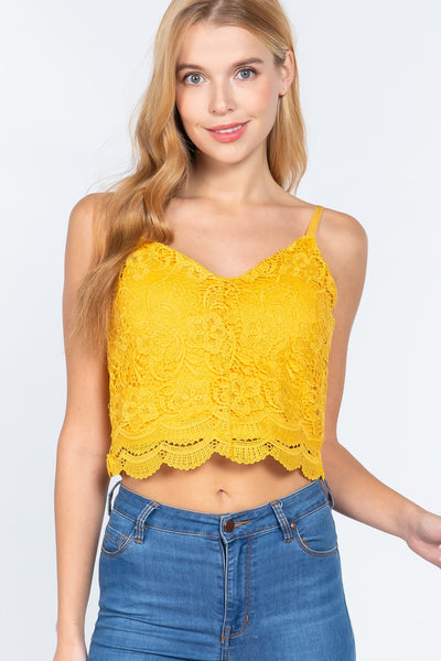 Crochet Lace Cami Woven Top - Deals Kiosk