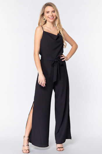 Cowl Neck Cami Woven Jumpsuit - Deals Kiosk
