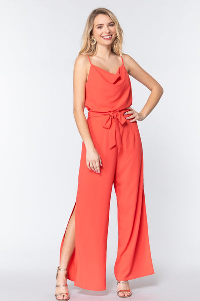 Cowl Neck Cami Woven Jumpsuit - Deals Kiosk