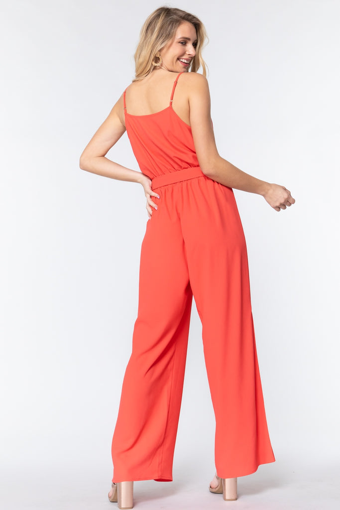 Cowl Neck Cami Woven Jumpsuit - Deals Kiosk