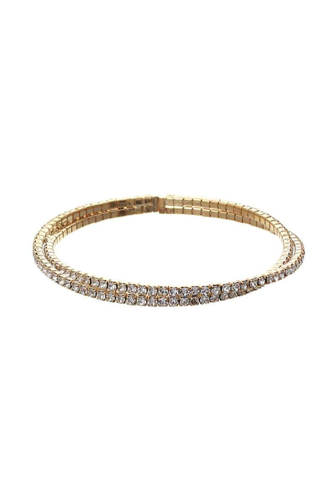 Paved Lined Rhinestone Cuff Bracelet - Deals Kiosk