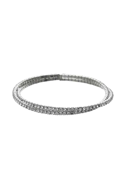 Paved Lined Rhinestone Cuff Bracelet - Deals Kiosk