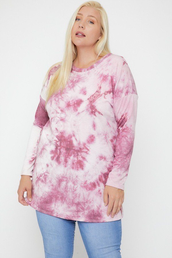 Tie Dye Tunic Featuring A Round Neck Top - Deals Kiosk