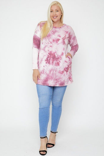 Tie Dye Tunic Featuring A Round Neck Top - Deals Kiosk