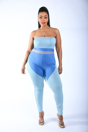 Color Blocked Tube Jumpsuit - Deals Kiosk