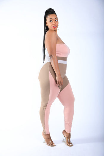 Color Blocked Tube Jumpsuit - Deals Kiosk