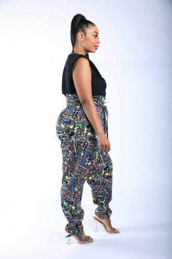 Newspaper Splatter Baggy Pants - Deals Kiosk