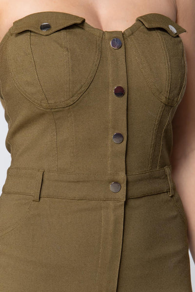Strapless Button Down Mini Dress - Deals Kiosk