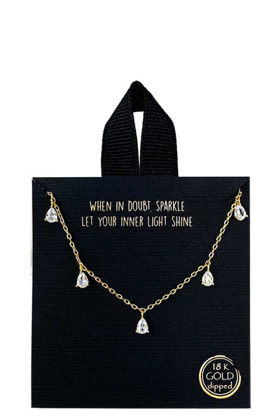18k Gold Rhodium Dipped Rhinestone Dangle Necklace - Deals Kiosk