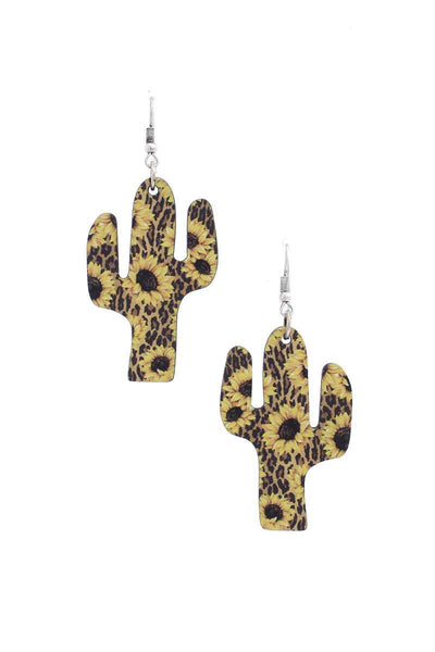 Cactus Sunflower Pattern Drop Earring - Deals Kiosk