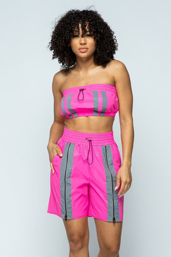 Cropped Mini Tube Top/lined Thigh Length Shorts Set - Deals Kiosk