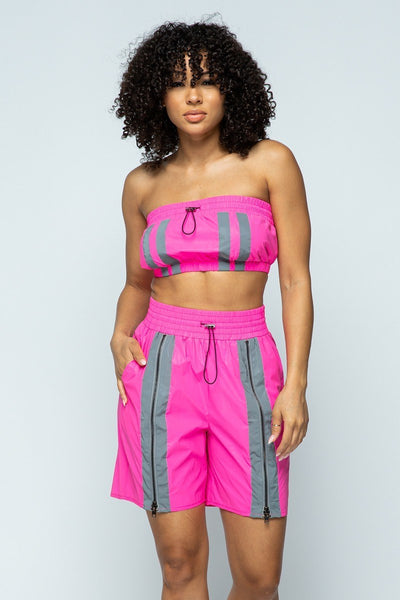 Cropped Mini Tube Top/lined Thigh Length Shorts Set - Deals Kiosk