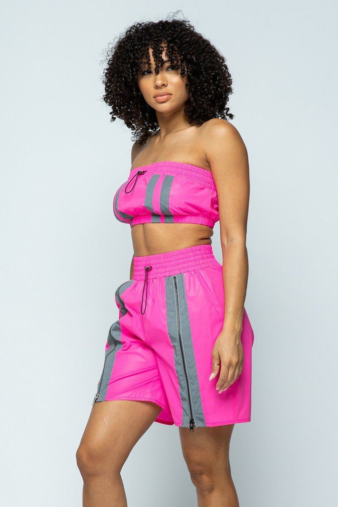 Cropped Mini Tube Top/lined Thigh Length Shorts Set - Deals Kiosk