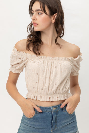 Off Shoulder, Cropped Top Puff Sleeve - Deals Kiosk