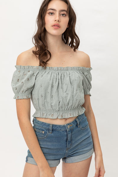 Off Shoulder, Cropped Top Puff Sleeve - Deals Kiosk