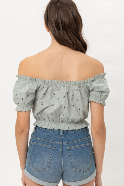 Off Shoulder, Cropped Top Puff Sleeve - Deals Kiosk