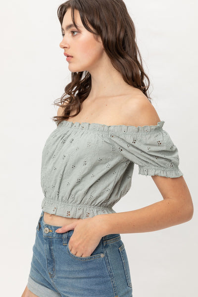 Off Shoulder, Cropped Top Puff Sleeve - Deals Kiosk