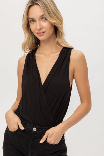 Jersey Solid Wrap Bodysuit - Deals Kiosk