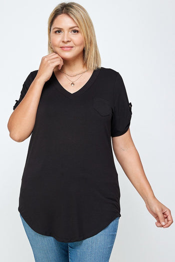 Solid Knit V-neck Tee - Deals Kiosk