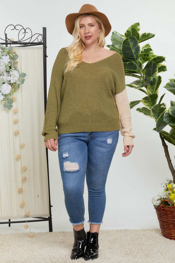 Color Block V Neck Sweater - Deals Kiosk