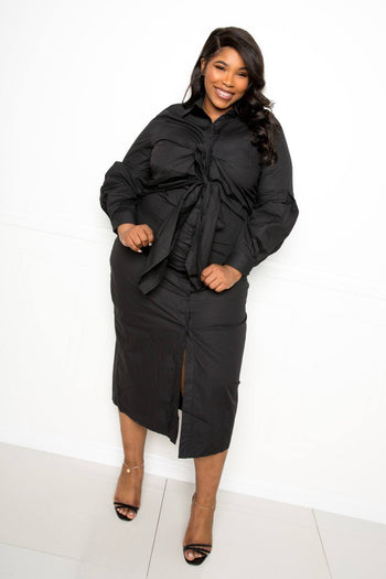 Poplin Tie Bow Shirt Dress - Deals Kiosk