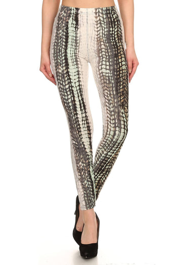 Snake Scales Printed, High Waisted Leggings In Fitted Style With Elastic Waistband - Deals Kiosk