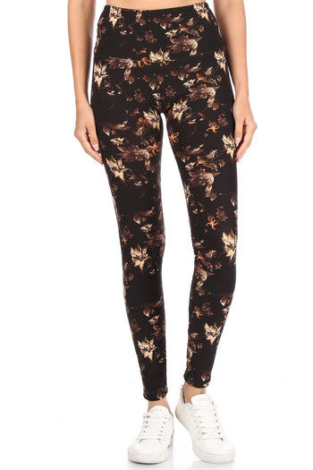 5-inch Long Yoga Style Banded Lined Multi Printed Knit Legging With High Waist - Deals Kiosk