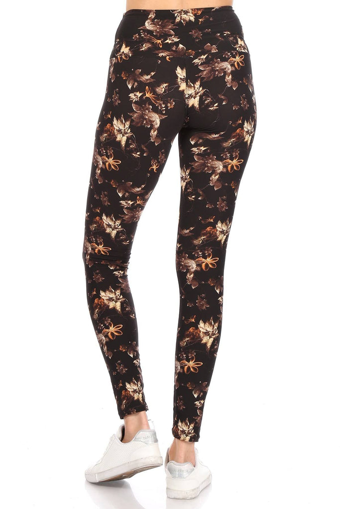 5-inch Long Yoga Style Banded Lined Multi Printed Knit Legging With High Waist - Deals Kiosk