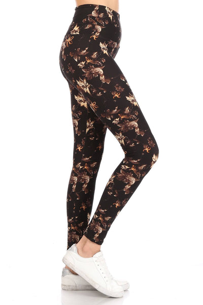 5-inch Long Yoga Style Banded Lined Multi Printed Knit Legging With High Waist - Deals Kiosk