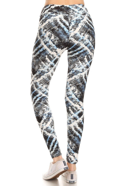 Yoga Style Banded Lined Tie Dye Printed Knit Legging With High Waist - Deals Kiosk