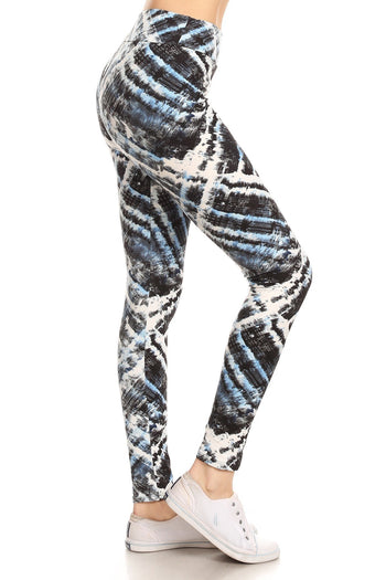 Yoga Style Banded Lined Tie Dye Printed Knit Legging With High Waist - Deals Kiosk