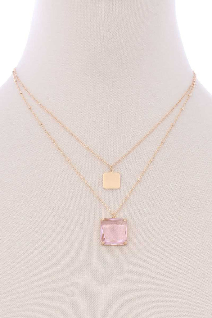 2 Layered Square Pendant Necklace - Deals Kiosk