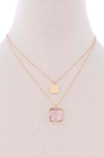 2 Layered Square Pendant Necklace - Deals Kiosk