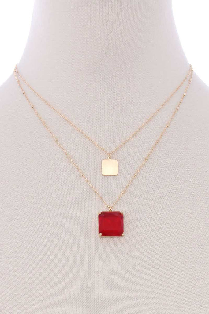 2 Layered Square Pendant Necklace - Deals Kiosk