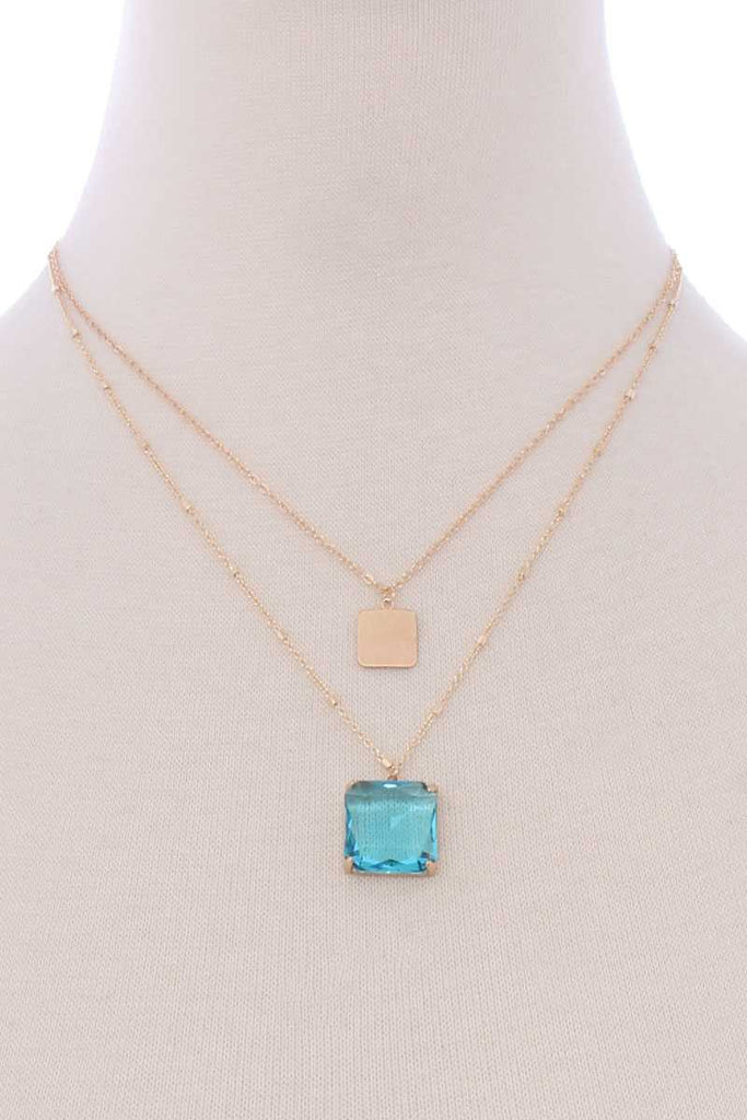 2 Layered Square Pendant Necklace - Deals Kiosk