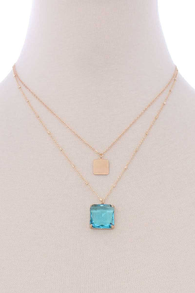 2 Layered Square Pendant Necklace - Deals Kiosk