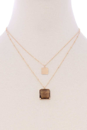 2 Layered Square Pendant Necklace - Deals Kiosk